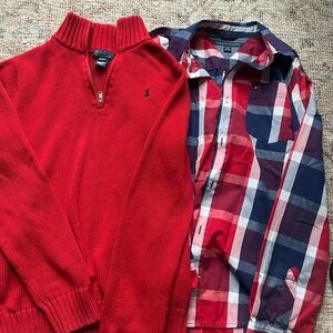 Boy’s Red Sweater by Polo by Ralph Lauren and Tommy Hilfiger button down shirt